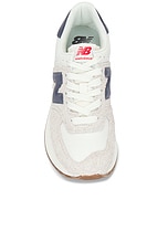 New Balance 574+ Sneaker in Moonbean, Sea Salt, & Dark Arctic Grey, view 4, click to view large image.