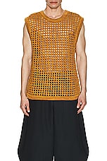 Nicholas Daley Crochet Vest in Orange Mustard, view 3, click to view large image.