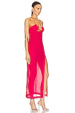 Nensi Dojaka Asymmetric Cut Out Gown in Fuchsia, view 2, click to view large image.