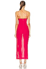 Nensi Dojaka Asymmetric Cut Out Gown in Fuchsia, view 3, click to view large image.