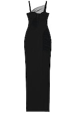 Nensi Dojaka Asymmetrical Panel Gown in Black, view 1, click to view large image.