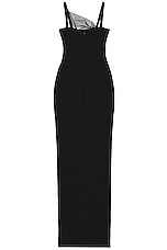 Nensi Dojaka Asymmetrical Panel Gown in Black, view 2, click to view large image.