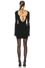 Nensi Dojaka Long Sleeve Rib Lacing Dress in Black, view 3, click to view large image.