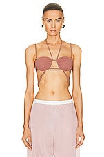 Nensi Dojaka Stretch Draped Double Bra in Caramel, view 1, click to view large image.