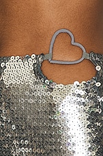 Nensi Dojaka Sequin Mini Skirt in Metallic Silver, view 5, click to view large image.