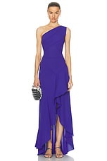 NERVI Queen One Shoulder Dress in Electric Blue, view 1, click to view large image.