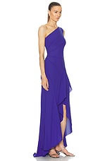 NERVI Queen One Shoulder Dress in Electric Blue, view 2, click to view large image.