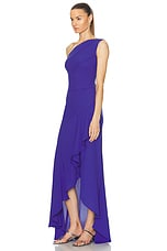 NERVI Queen One Shoulder Dress in Electric Blue, view 3, click to view large image.