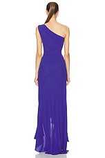 NERVI Queen One Shoulder Dress in Electric Blue, view 4, click to view large image.