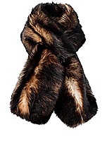NOUR HAMMOUR Montaigne Shearling Scarf in Wild Brown, view 1, click to view large image.