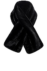 NOUR HAMMOUR Vienna Shearling Scarf in Black, view 1, click to view large image.