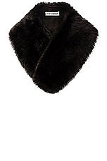 NOUR HAMMOUR Meribel Shearling Collar Scarf in Espresso, view 1, click to view large image.