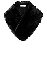 NOUR HAMMOUR Meribel Shearling Collar Scarf in Black, view 1, click to view large image.