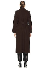 NOUR HAMMOUR Claire Extra Long Belted Knit Cardigan in Marron, view 4, click to view large image.