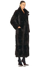NOUR HAMMOUR For Fwrd Evita Extra Long Coat in Chocolat Fondant, view 2, click to view large image.