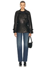 NOUR HAMMOUR Brea Belted Leather Jacket in Black, view 4, click to view large image.