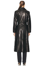 NOUR HAMMOUR Tamara Belted Leather Trench Coat in Black, view 4, click to view large image.
