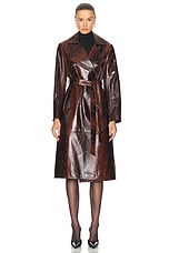 NOUR HAMMOUR Amina Belted Leather Coat in Python, view 2, click to view large image.