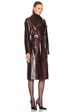 NOUR HAMMOUR Amina Belted Leather Coat in Python, view 3, click to view large image.