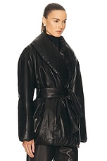 NOUR HAMMOUR Cora Leather Puffer Jacket in Black, view 2, click to view large image.