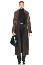 NOUR HAMMOUR Valetta Trench Coat in Truffle, view 1, click to view large image.