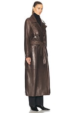 NOUR HAMMOUR Valetta Trench Coat in Truffle, view 3, click to view large image.