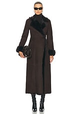 NOUR HAMMOUR Joni Coat in Ganache Brown & Brown, view 1, click to view large image.