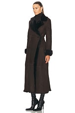 NOUR HAMMOUR Joni Coat in Ganache Brown & Brown, view 3, click to view large image.