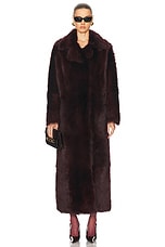 NOUR HAMMOUR for FWRD Evita Long Coat in Burgundy, view 1, click to view large image.