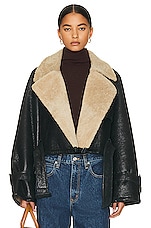 NOUR HAMMOUR Hatti Shearling Coat in Midnight, view 2, click to view large image.