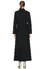 NOUR HAMMOUR Lydia Stretch Denim Fit &amp; Flare Coat in Black, view 3, click to view large image.