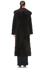 NOUR HAMMOUR Agnes Ankle Length Reversible Shearling Coat in Dark Chocolate, view 4, click to view large image.