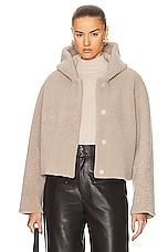 NOUR HAMMOUR Cooper Cropped Light Shearling Jacket in Vanilla, view 1, click to view large image.