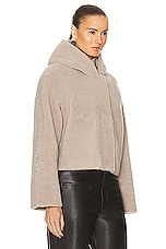 NOUR HAMMOUR Cooper Cropped Light Shearling Jacket in Vanilla, view 3, click to view large image.