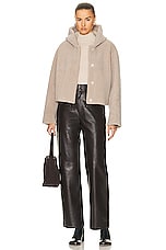 NOUR HAMMOUR Cooper Cropped Light Shearling Jacket in Vanilla, view 5, click to view large image.