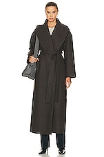 NOUR HAMMOUR Lucee Drapey Belted Blanket Coat in Thunder, view 2, click to view large image.