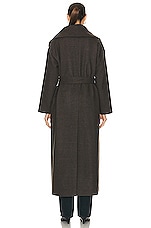 NOUR HAMMOUR Lucee Drapey Belted Blanket Coat in Thunder, view 4, click to view large image.