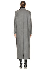 NOUR HAMMOUR Celine Extra Long Slim Fit Coat in Light Grey, view 4, click to view large image.