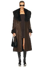 NOUR HAMMOUR Freja Relaxed Belted Trench Coat in Walnut & Expresso, view 1, click to view large image.