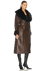NOUR HAMMOUR Freja Relaxed Belted Trench Coat in Walnut & Expresso, view 3, click to view large image.