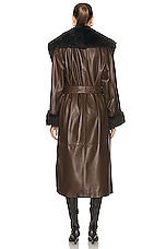 NOUR HAMMOUR Freja Relaxed Belted Trench Coat in Walnut & Expresso, view 4, click to view large image.