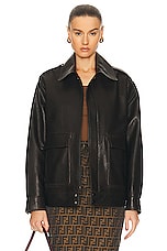 NOUR HAMMOUR Drey Leather Jacket in Chocolate Fondant, view 1, click to view large image.