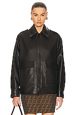 NOUR HAMMOUR Drey Leather Jacket in Chocolate Fondant, view 2, click to view large image.