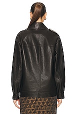 NOUR HAMMOUR Drey Leather Jacket in Chocolate Fondant, view 4, click to view large image.