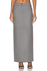 NOUR HAMMOUR Mae Long Pencil Skirt in Light Grey, view 1, click to view large image.