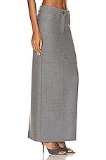 NOUR HAMMOUR Mae Long Pencil Skirt in Light Grey, view 2, click to view large image.