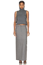 NOUR HAMMOUR Mae Long Pencil Skirt in Light Grey, view 4, click to view large image.