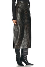 NOUR HAMMOUR Elyse Pencil Skirt in Brown Python Print, view 2, click to view large image.