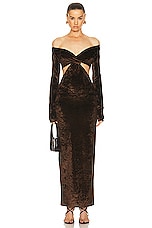 Nanushka Zanee Dress in Dark Brown, view 1, click to view large image.