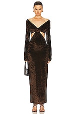 Nanushka Zanee Dress in Dark Brown, view 2, click to view large image.